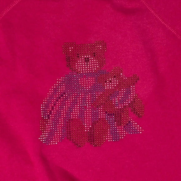 Vintage 90s Teddy Bear Dark Pink Crewneck Pullover Sweatshirt Women's - Picture 2 of 4
